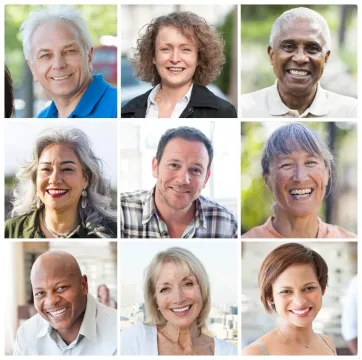 A group of smiling adult men and women representing typical wellness supplement users